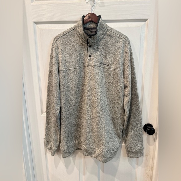 Eddie Bauer Sweater Mens XLT  Gray Radiator Fleece Pullover 1/4 Snap - Picture 1 of 9